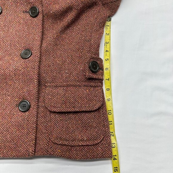 Vintage Wool Blend Coat By GAP Brown Herringbone Tweed Size 8 Pockets Martingale - Picture 9 of 16
